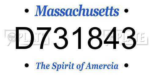 D731843 Massachusetts License Plate