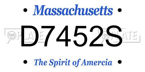 D7452S Massachusetts License Plate