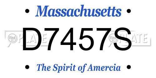 D7457S Massachusetts License Plate