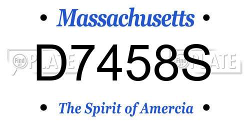 D7458S Massachusetts License Plate