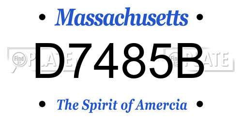 D7485B Massachusetts License Plate