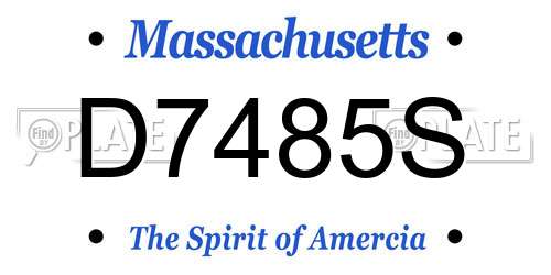 D7485S Massachusetts License Plate