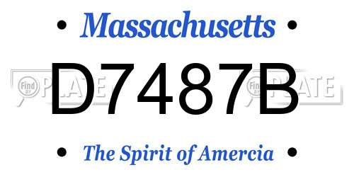 D7487B Massachusetts License Plate