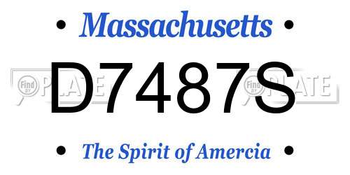 D7487S Massachusetts License Plate