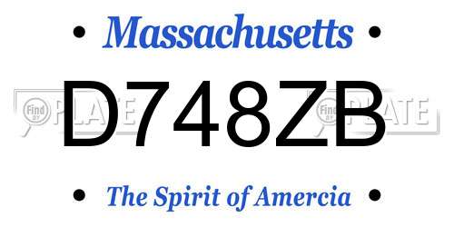 D748ZB Massachusetts License Plate