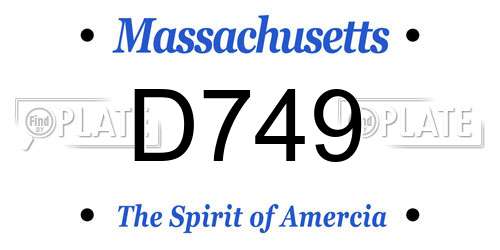 D749 Massachusetts License Plate