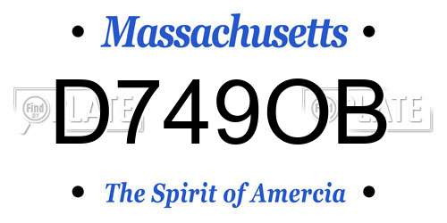D749OB Massachusetts License Plate
