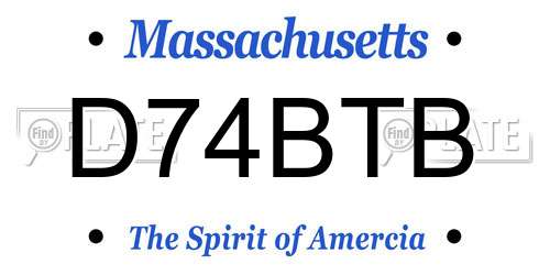 D74BTB Massachusetts License Plate
