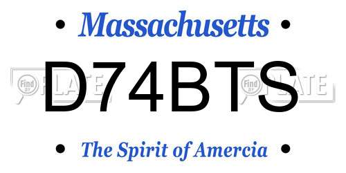 D74BTS Massachusetts License Plate
