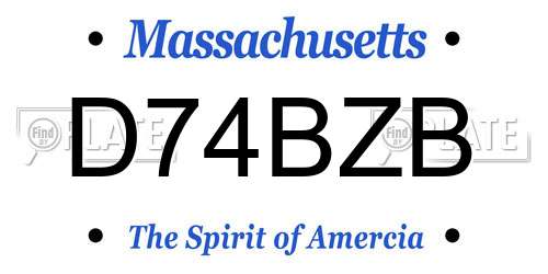 D74BZB Massachusetts License Plate