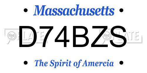D74BZS Massachusetts License Plate