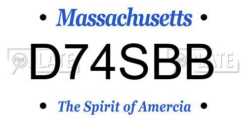 D74SBB Massachusetts License Plate