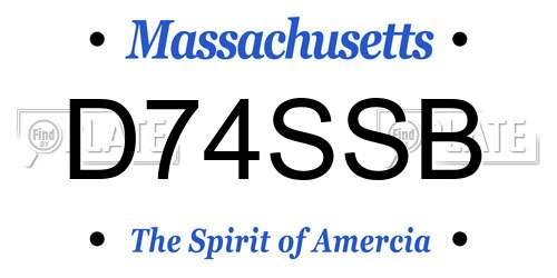 D74SSB Massachusetts License Plate