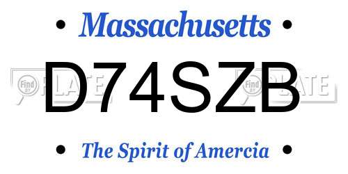 D74SZB Massachusetts License Plate