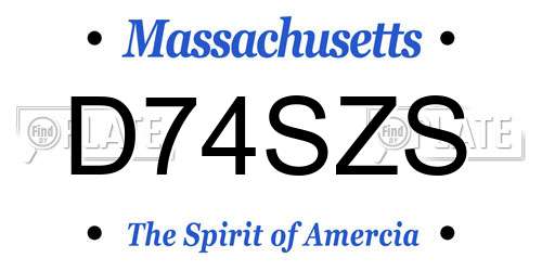 D74SZS Massachusetts License Plate
