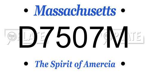 D7507M Massachusetts License Plate