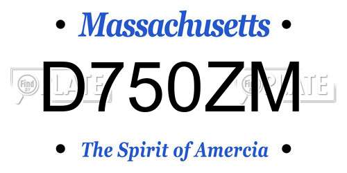 D750ZM Massachusetts License Plate