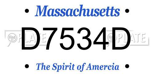 D7534D Massachusetts License Plate