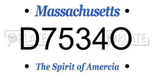 D7534O Massachusetts License Plate