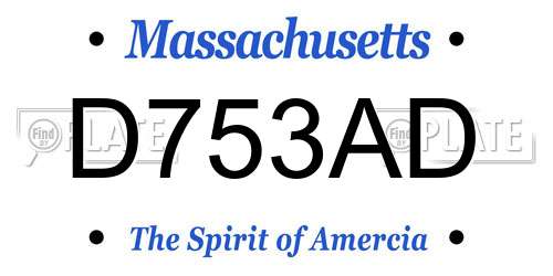 D753AD Massachusetts License Plate