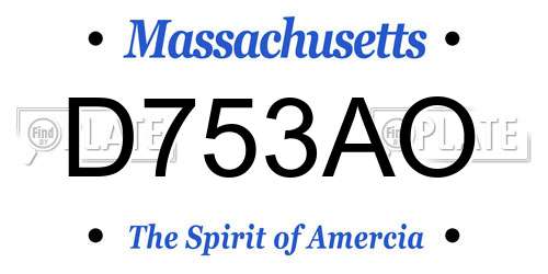 D753AO Massachusetts License Plate
