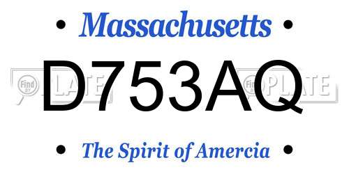 D753AQ Massachusetts License Plate