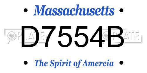 D7554B Massachusetts License Plate