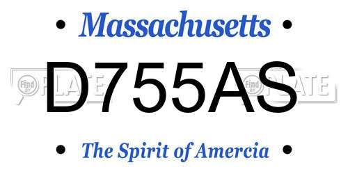 D755AS Massachusetts License Plate