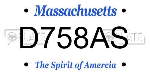 D758AS Massachusetts License Plate