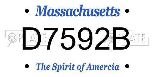 D7592B Massachusetts License Plate