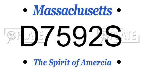 D7592S Massachusetts License Plate