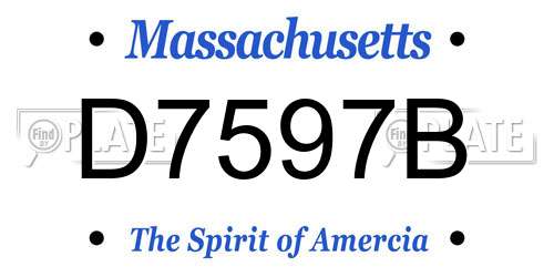 D7597B Massachusetts License Plate