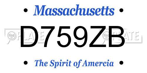 D759ZB Massachusetts License Plate