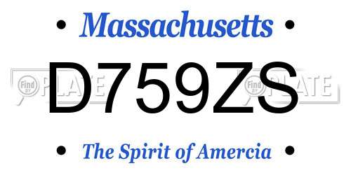 D759ZS Massachusetts License Plate