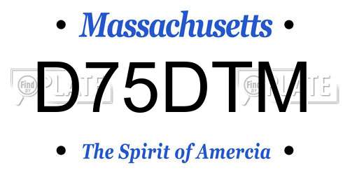 D75DTM Massachusetts License Plate