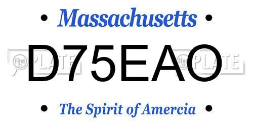 D75EAO Massachusetts License Plate
