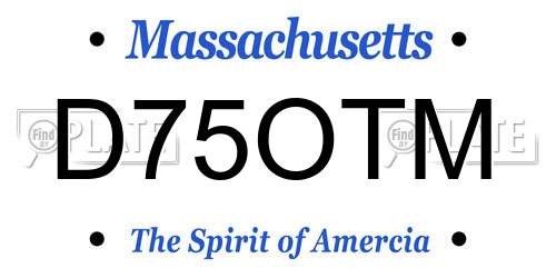 D75OTM Massachusetts License Plate