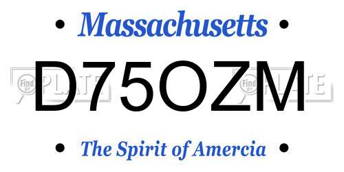 D75OZM Massachusetts License Plate