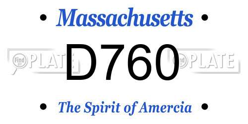 D760 Massachusetts License Plate