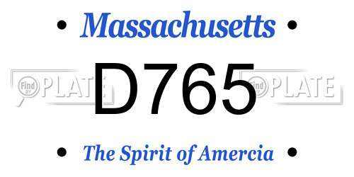 D765 Massachusetts License Plate