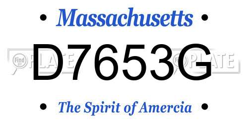 D7653G Massachusetts License Plate
