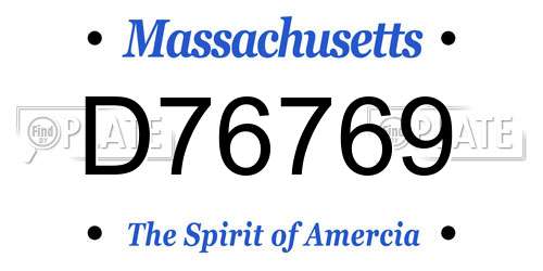 D76769 Massachusetts License Plate