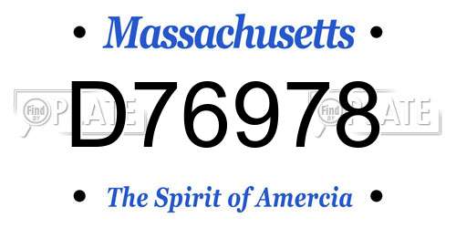 D76978 Massachusetts License Plate