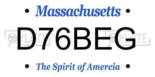 D76BEG Massachusetts License Plate