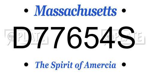 D77654S Massachusetts License Plate