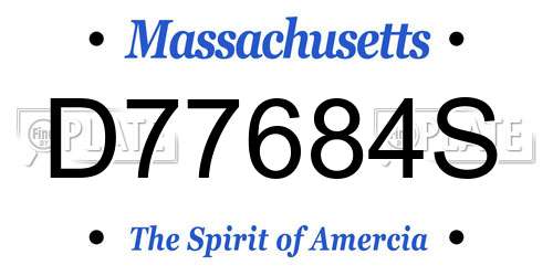 D77684S Massachusetts License Plate