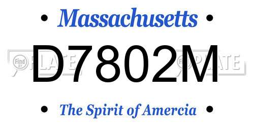 D7802M Massachusetts License Plate