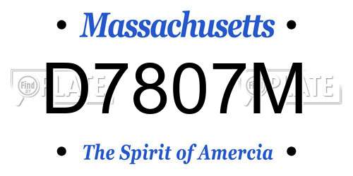 D7807M Massachusetts License Plate