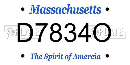 D7834O Massachusetts License Plate