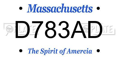 D783AD Massachusetts License Plate